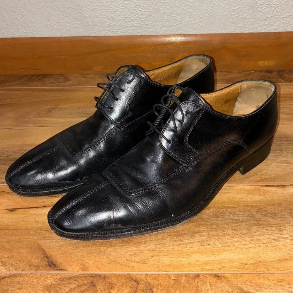 Moreschi Black Leather Dress Shoes – Made in Italy - mens size 10.5